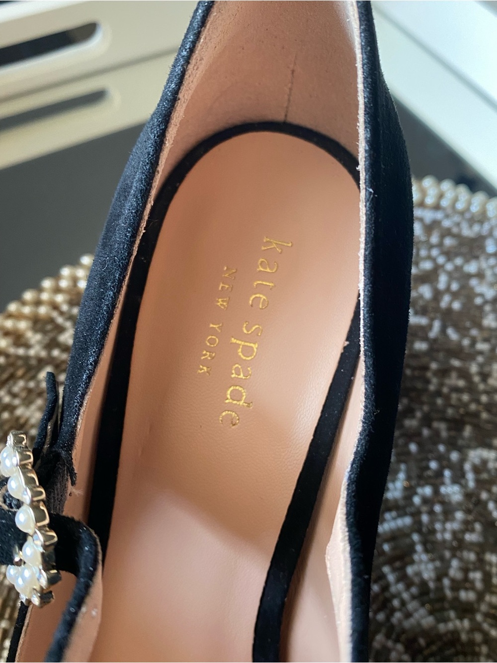 Kate Spade Black Suede Mary Jane Pumps Size 8 - Picture 4 of 8